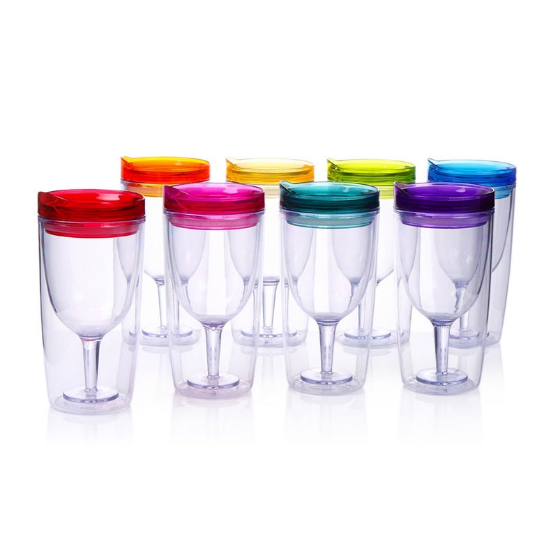 Cupture Insulated Wine Tumbler Cup With Drink-Through Lid - 10 oz, 8 Pack - Image 1